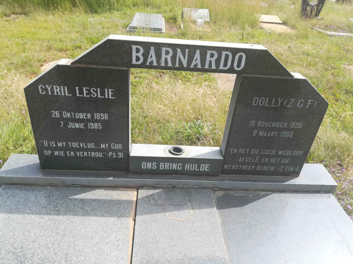 BARNARDO Cyril Leslie 1898-1985 &amp; Z.G.F. 1896-1988