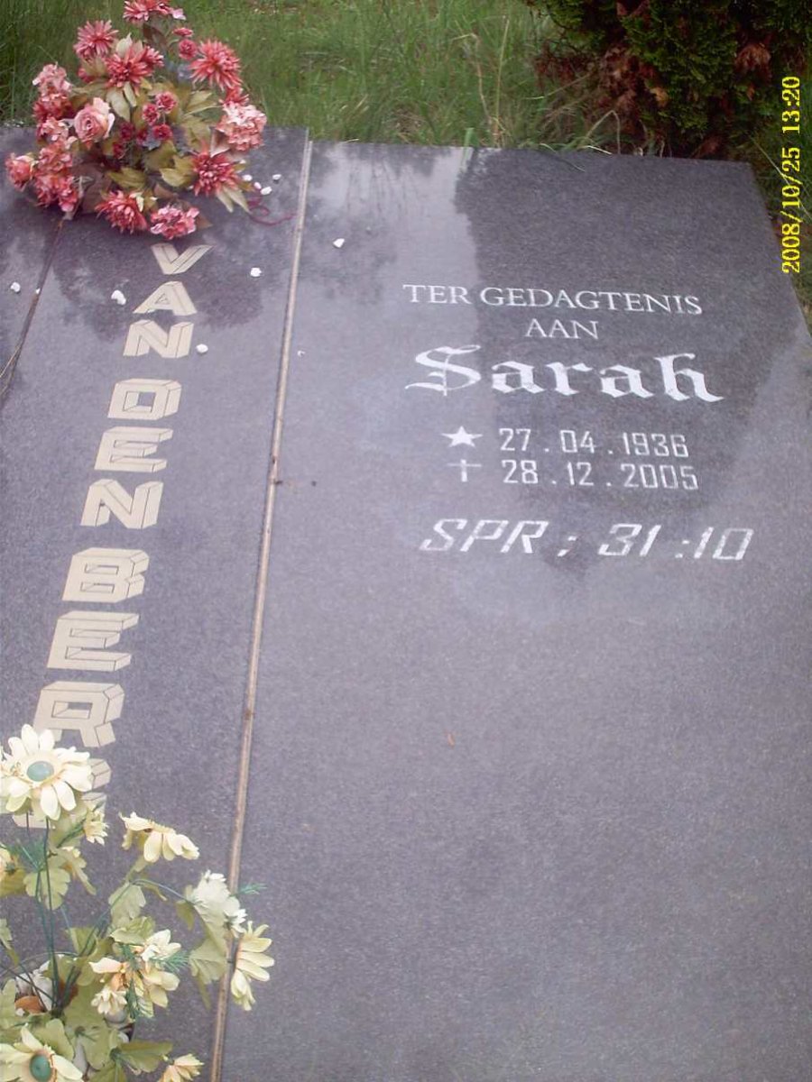 BERG Sarah, van den 1936-2005