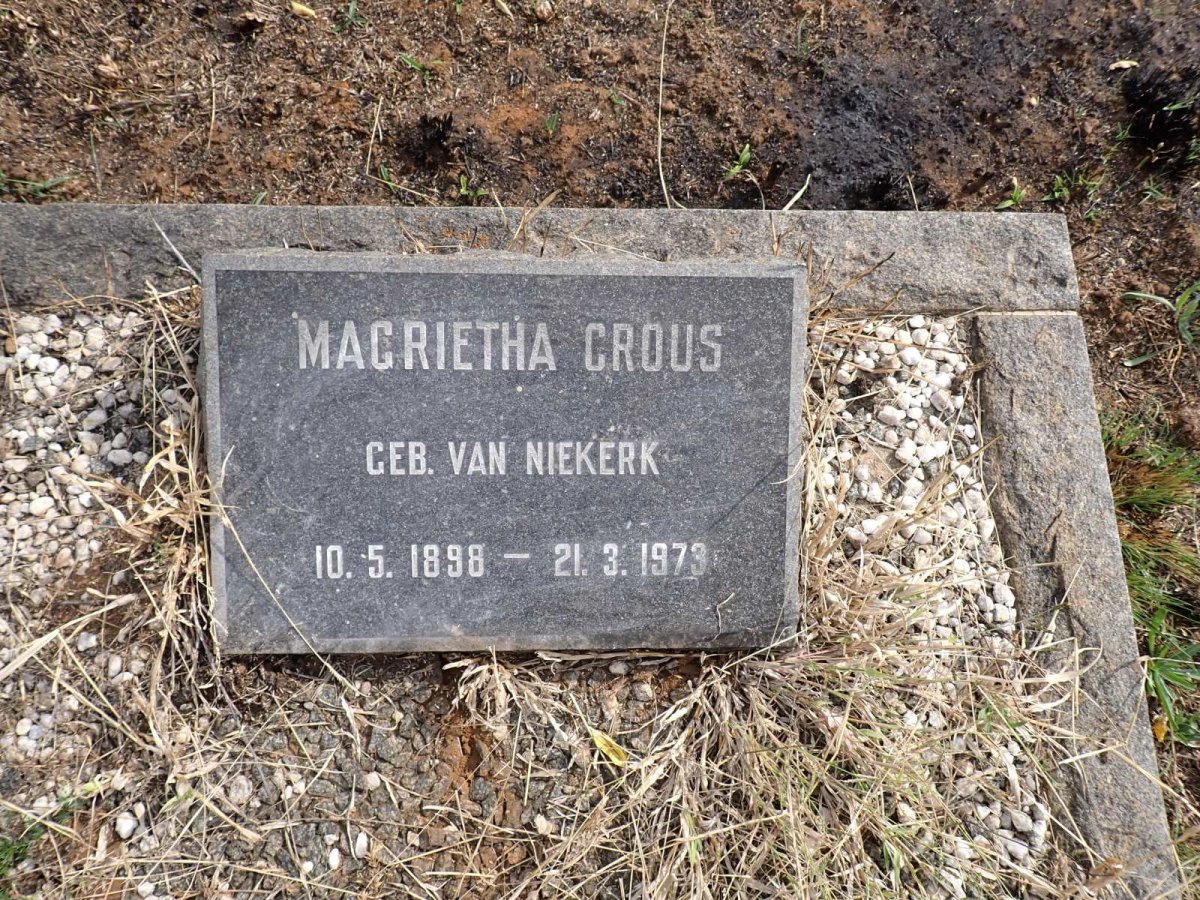 CROUS Magrietha nee VAN NIEKERK 1898-1973