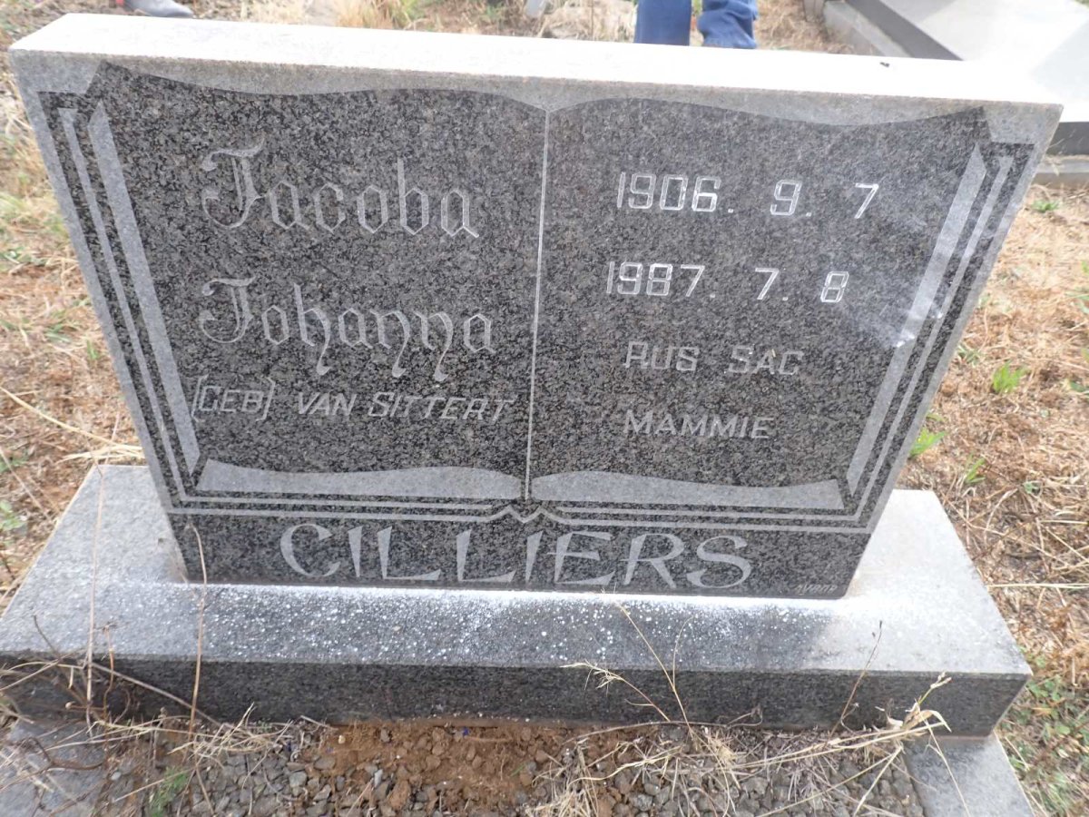 CILLIERS Jacoba Johanna nee VAN SITTERT 1906-1987