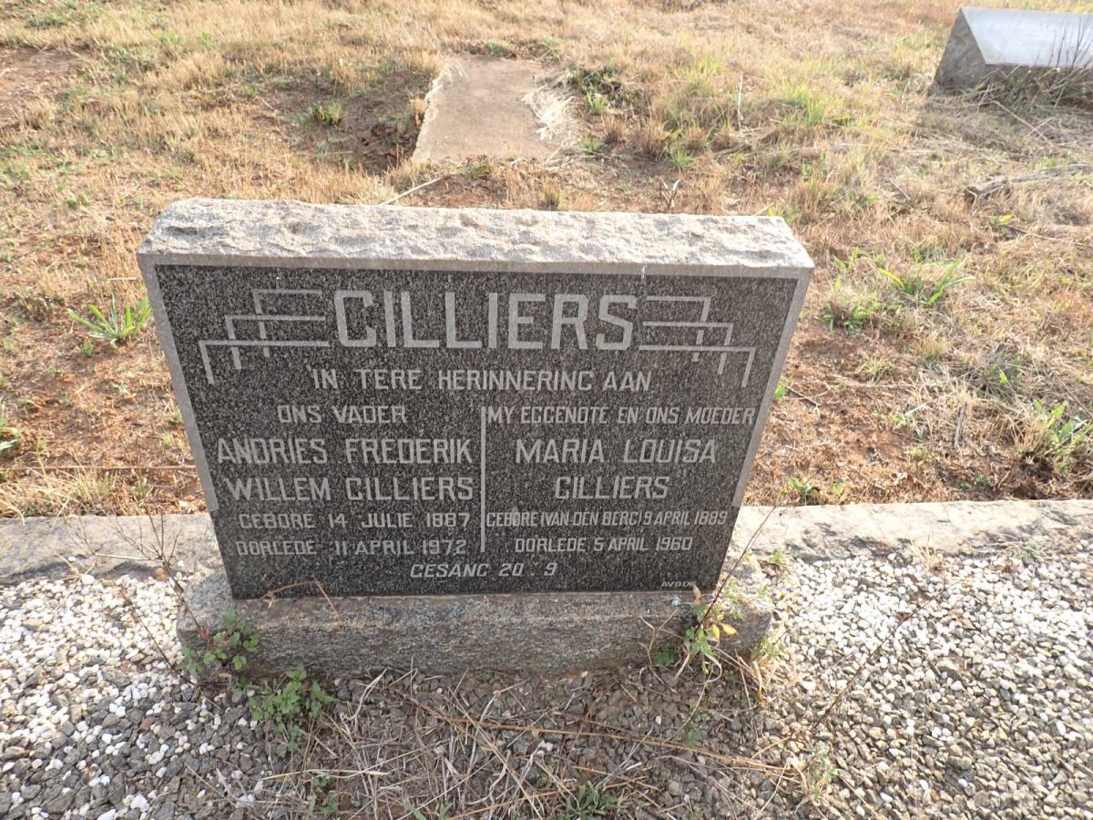 CILLIERS Andries Frederik Willem 1887-1972 & Maria Louisa VAN DEN BERG 1889-1960
