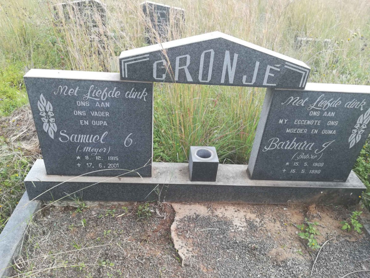 CRONJE Samuel 1915-2001 &amp; Barbara J. 1908-1990
