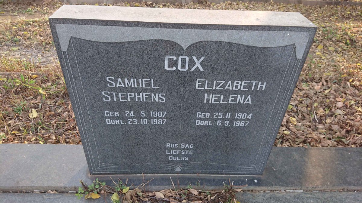 COX Samuel Stephens 1907-1987 & Elizabeth Helena 1904-1967