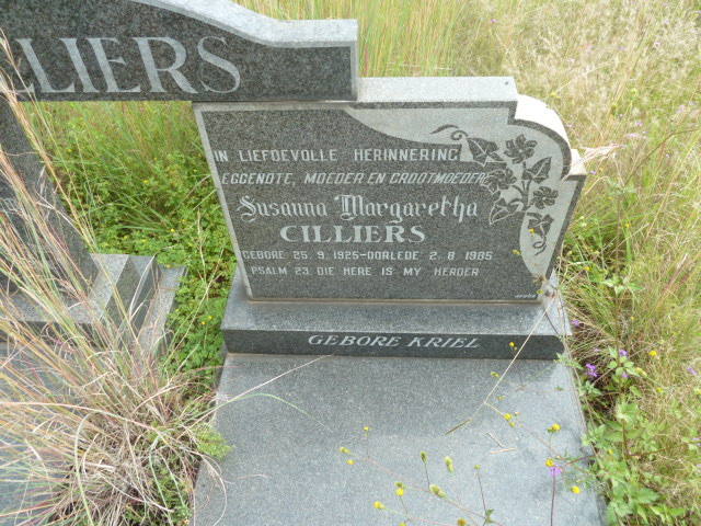 CILLIERS Susanna Margaretha nee KRIEL 1925-1985