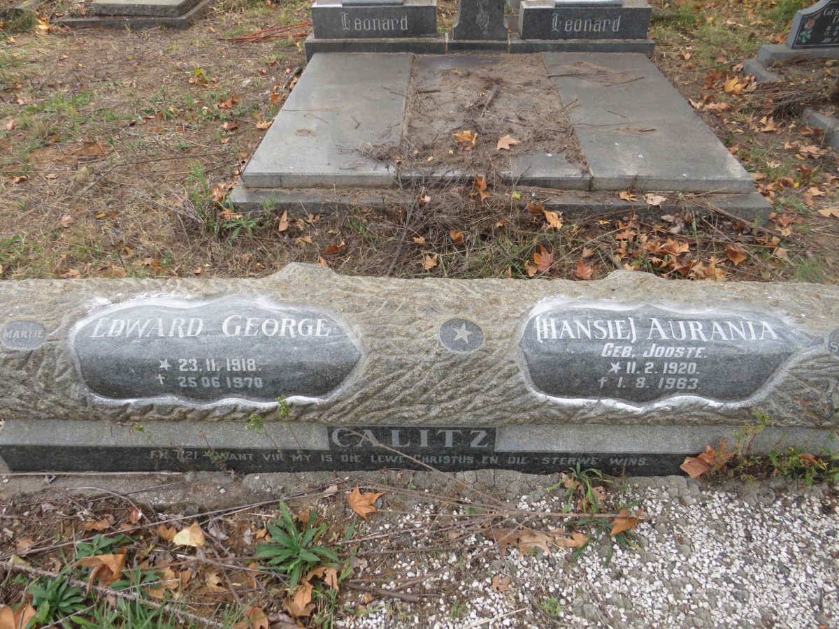CALITZ Edward George 1918-1970 & Aurania JOOSTE 1920-1963 