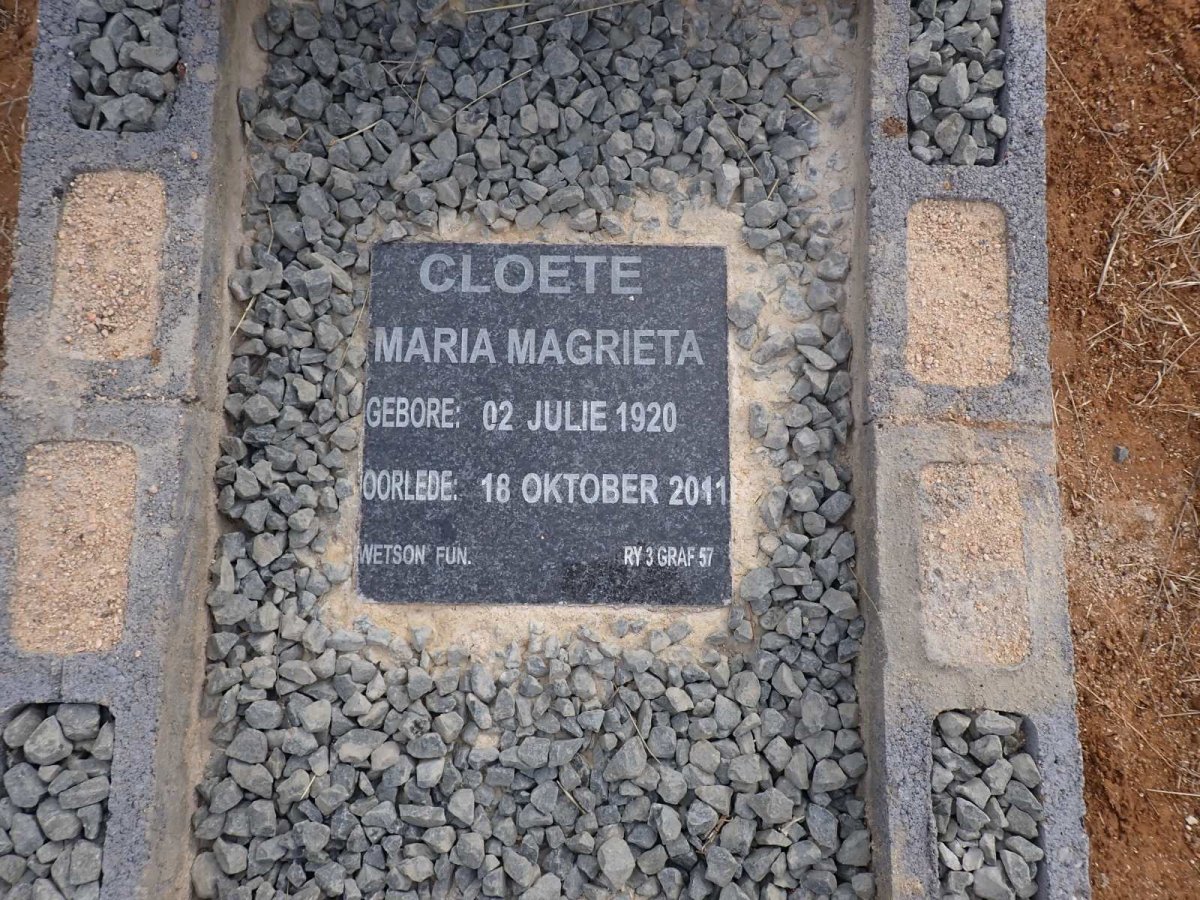 CLOETE Maria Magrieta 1920-2011