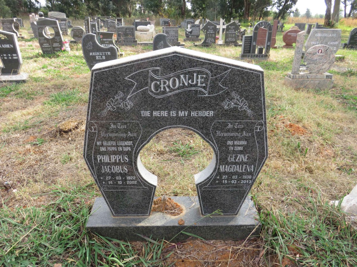 CRONJE Philippus Jacobus 1922-2002 & Gezine Magdalena 1930-2013