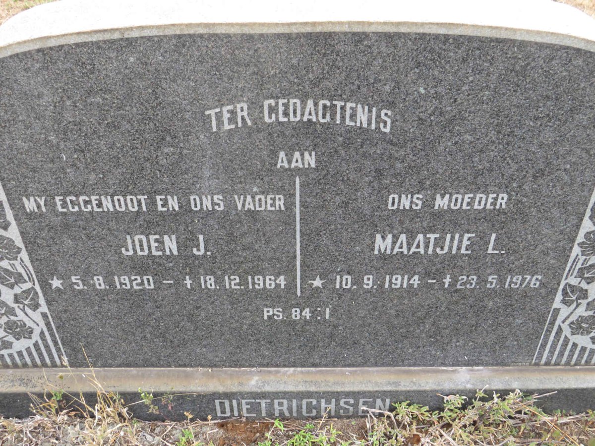 DIETRICHSEN Joen J. 1920-1964 & Maatjie L. 1914-1976