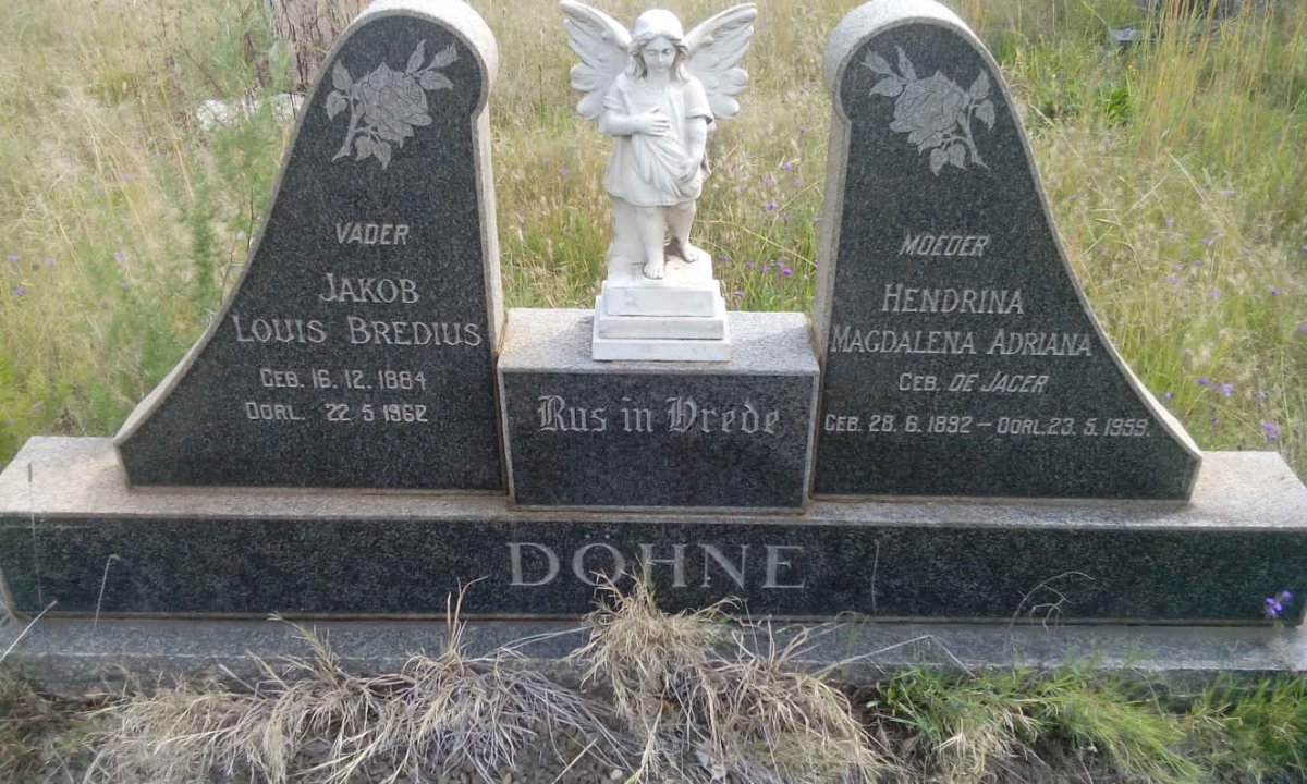 DOHNE Jakob Louis Bredius 1884-1962 &amp; Hendrina Magdalena Adriana DE JAGER 1892-1959