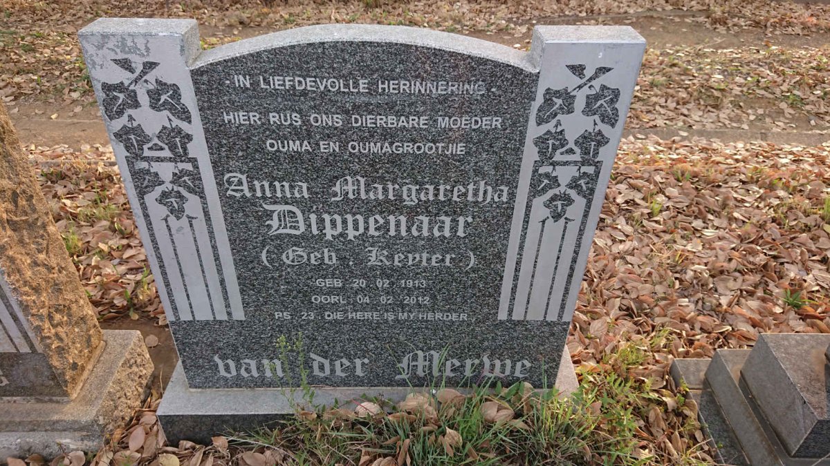 DIPPENAAR Anna Margaretha, VAN DER MERWE nee KEYTER 1913-2012