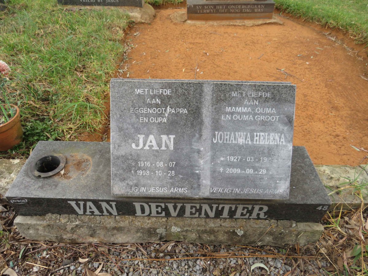 DEVENTER Jan, van 1916-1998 & Johanna Helena 1927-2009