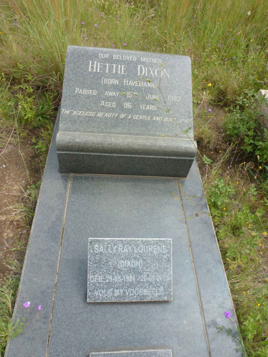 DIXON Hettie nee HAVEMANN -1983 :: LOURENS Sally Ray nee DIXON 1921-200?
