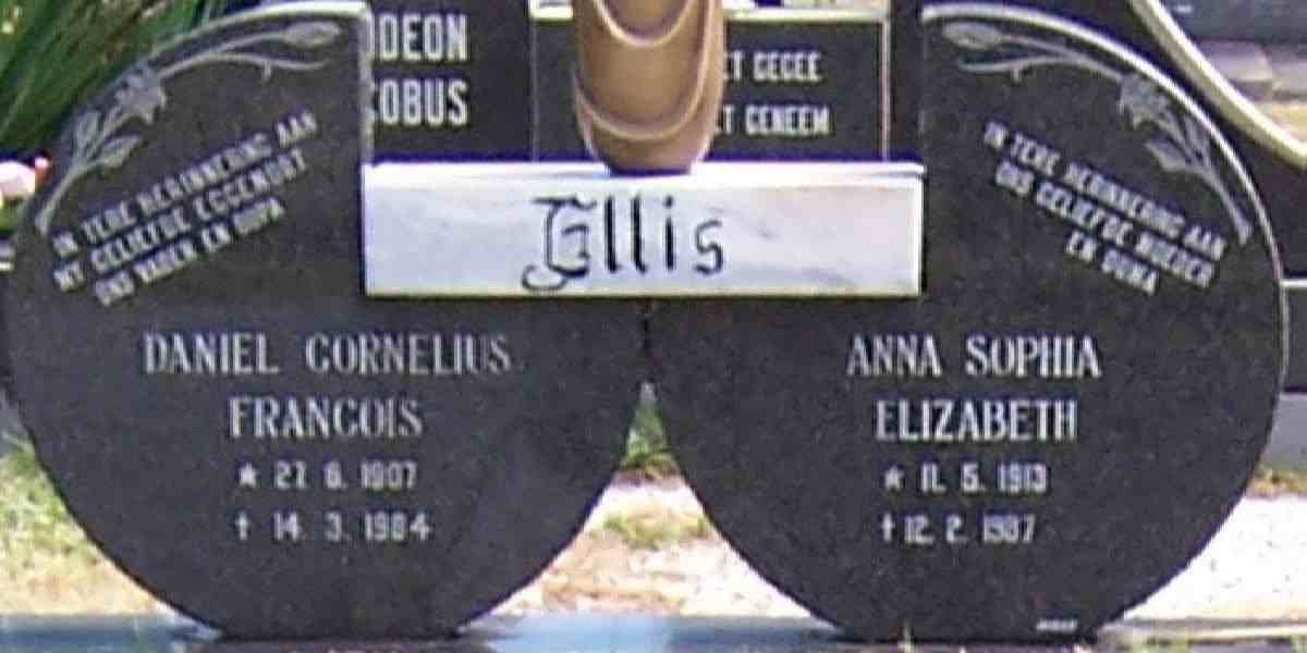ELLIS Daniel Cornelius Francois 1907-1984 &amp; Anna Sophia Elizabeth 1913-1987