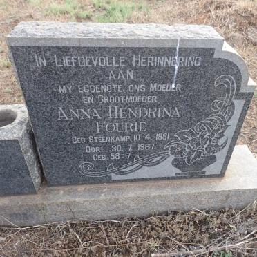 FOURIE Anna Hendrina nee STEENKAMP 1881-1967