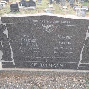 FELDTMANN Renier Salomon Phillipus 1875-1961 & Martha Jacoba 1887-1961