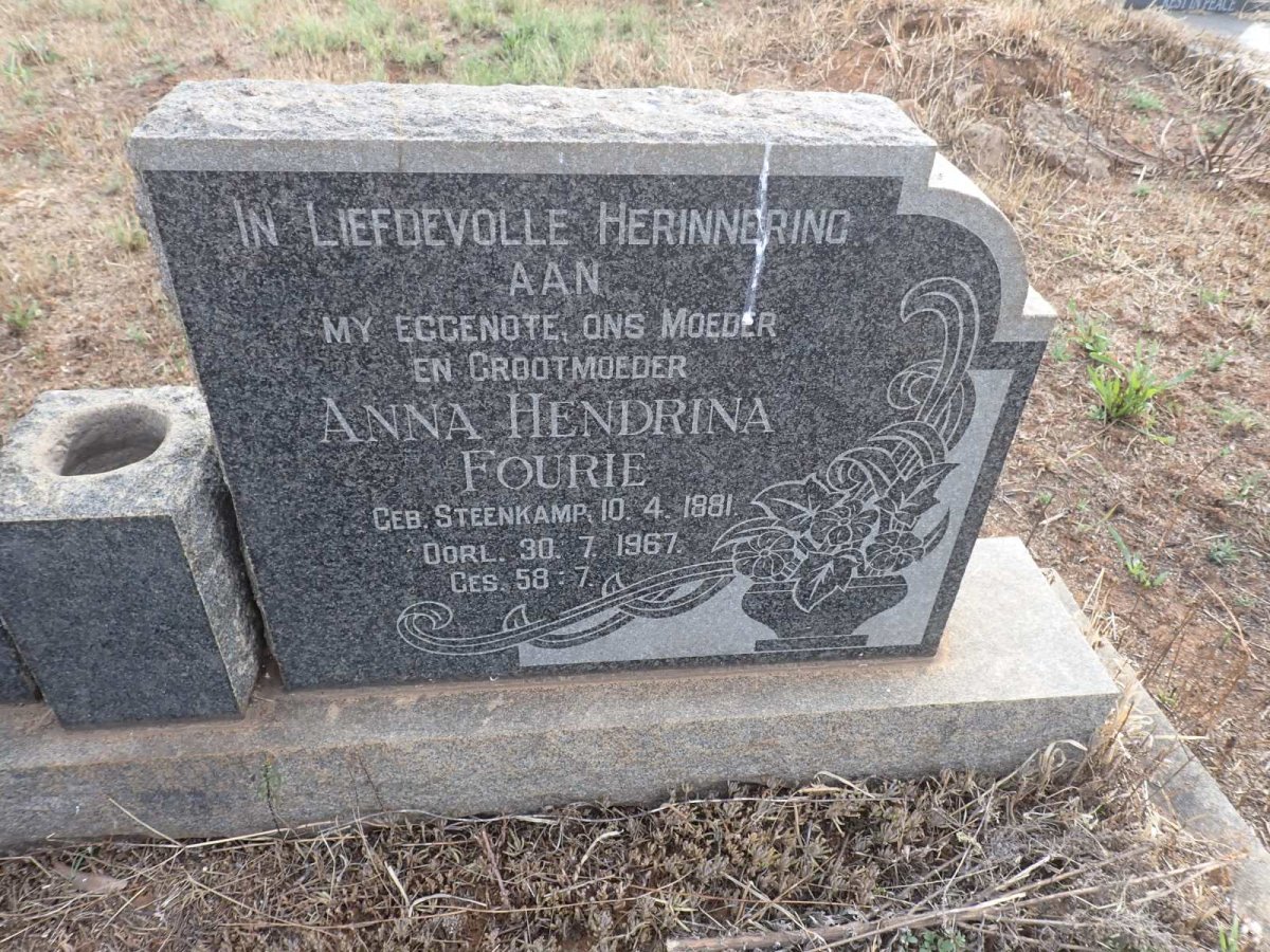 FOURIE Anna Hendrina nee STEENKAMP 1881-1967