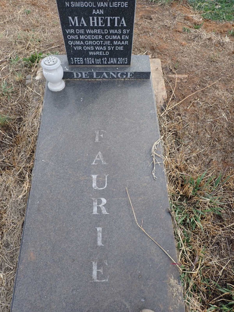 FAURIE Hetta, DE LANGE 1924-2013
