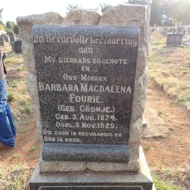 FOURIE Barbara Magdalena nee CRONJE 1874-1929