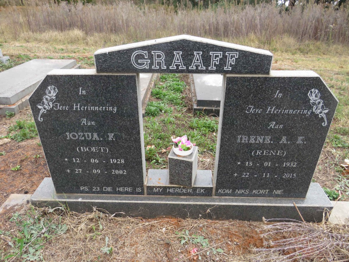 GRAAFF Jozua F. 1928-2002 & Irene A.K. 1932-2015