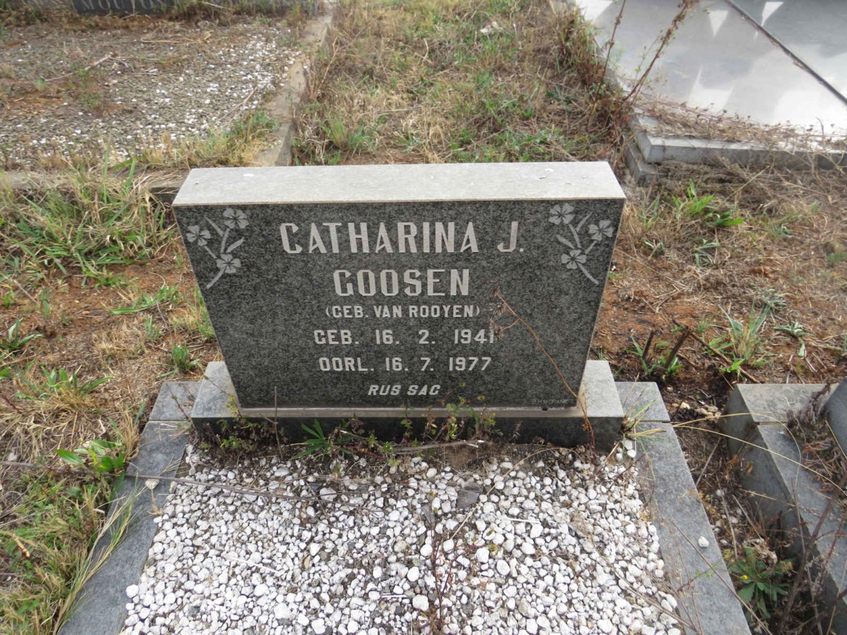 GOOSEN Catharina J. nee VAN ROOYEN 1941-1977