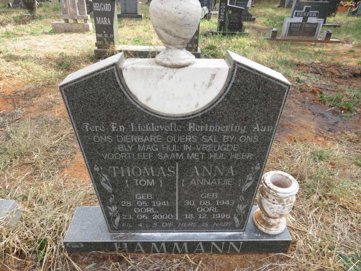 HAMMANN Thomas 1941-2000 & Anna 1943-1996