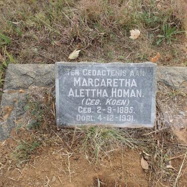 HOMAN Margaretha Alettha nee KOEN 1885-1931