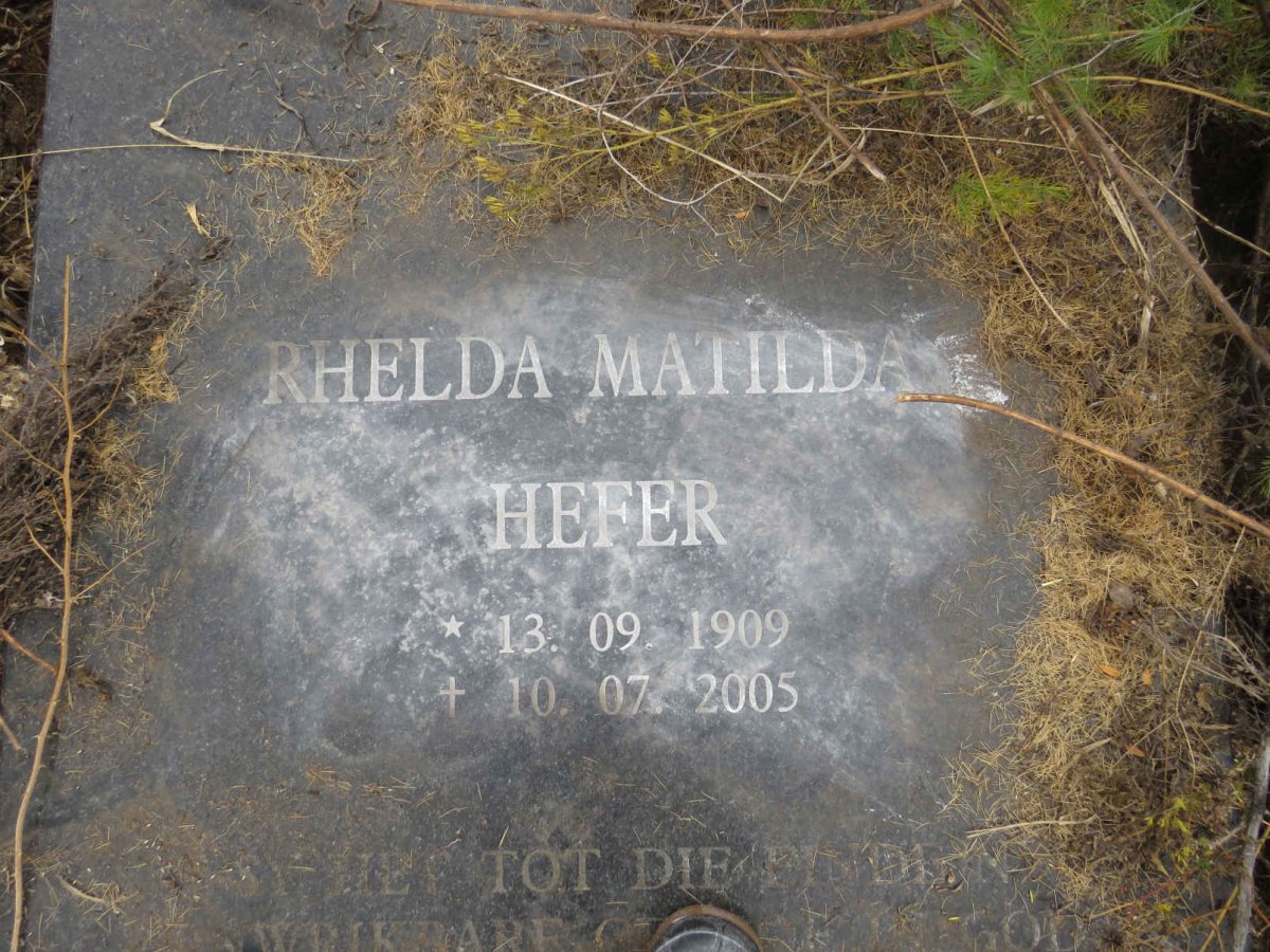 HEFER Rhelda Matilda 1909-2005