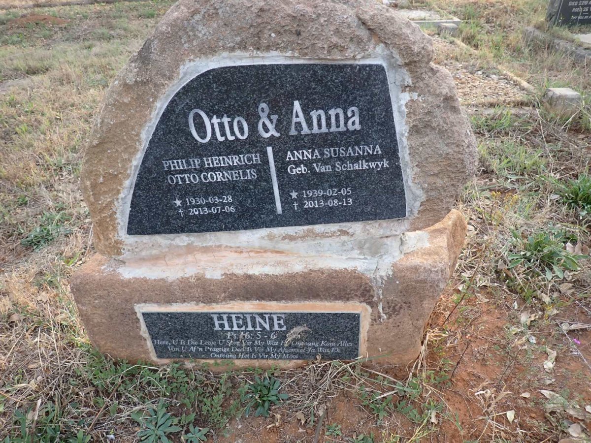 HEINE Philip Heinrich Otto Cornelis 1930-2013 & Anna Susanna VAN SCHALKWYK 1939-2013