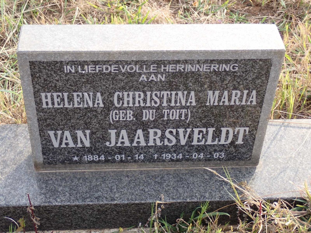 JAARSVELDT Helena Christina Maria, van nee DU TOIT 1884-1934