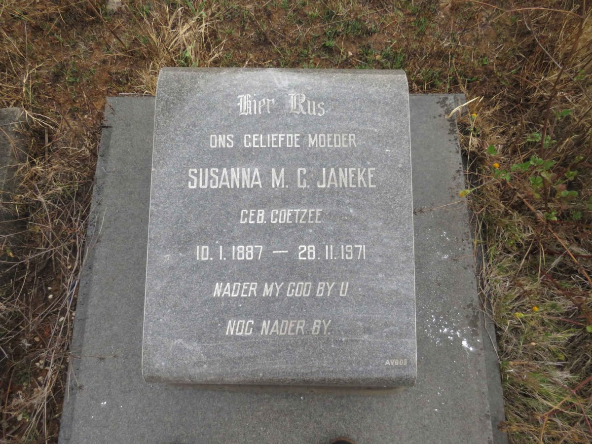 JANEKE Susanna M.C. nee COETZEE 1887-1971