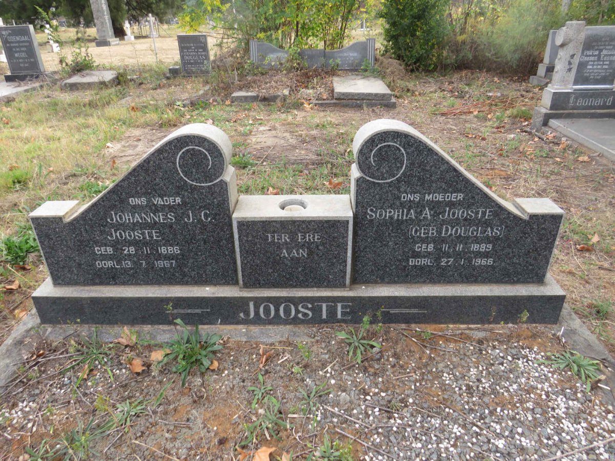 JOOSTE Johannes J.C. 1886-1967 & Sophia A. DOUGLAS 1889-1966