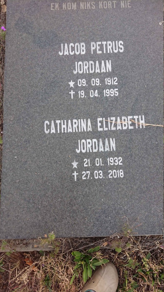 JORDAAN Jacob Petrus 1912-1995 :: JORDAAN Catharina Elizabeth 1932-2018