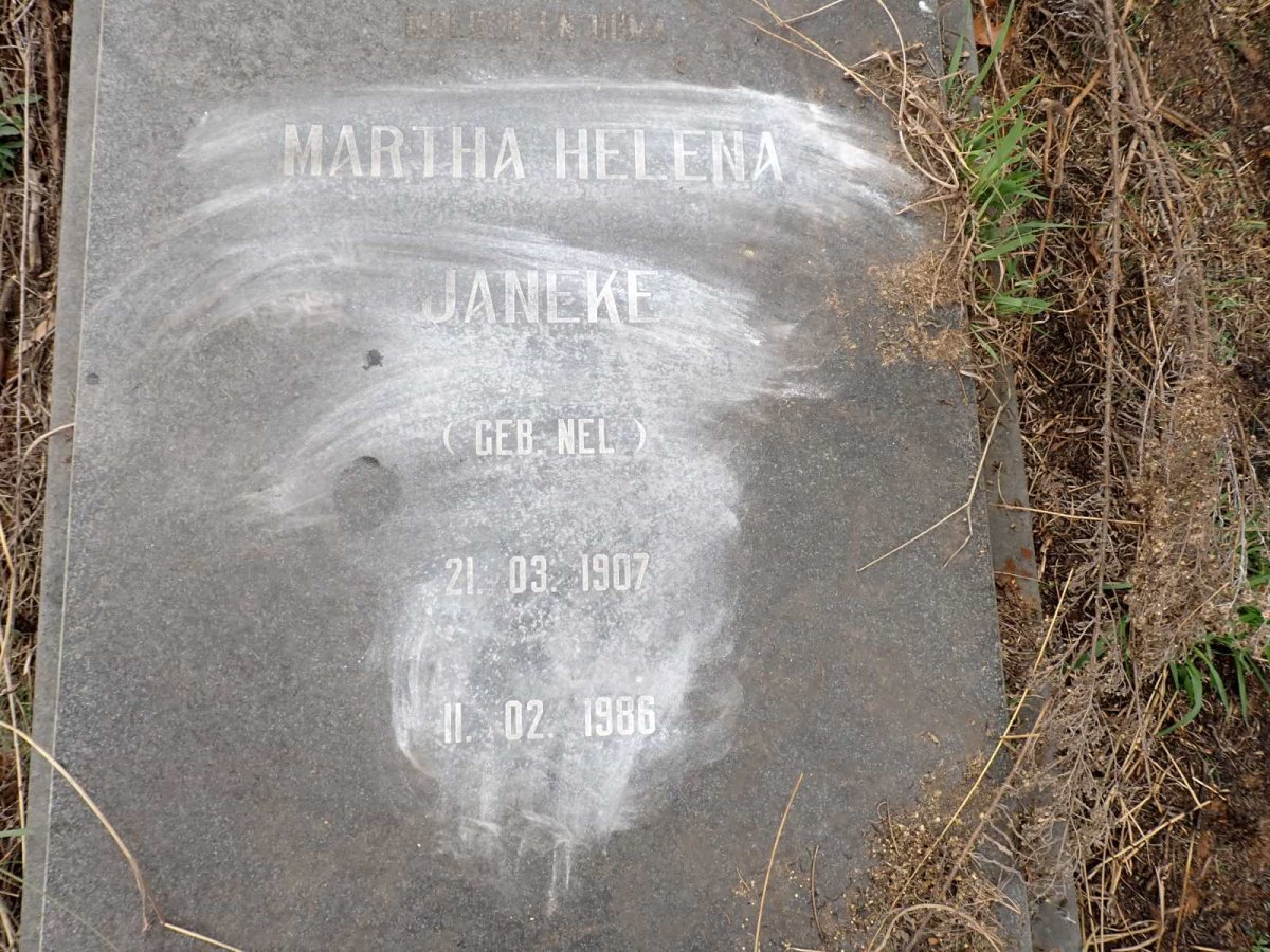 JANEKE Martha Helena nee NEL 1907-1986