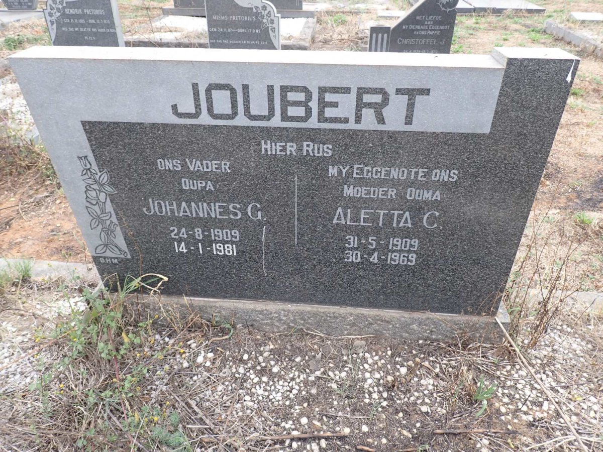 JOUBERT Johannes G. 1909-1981 & Aletta C. 1909-1969
