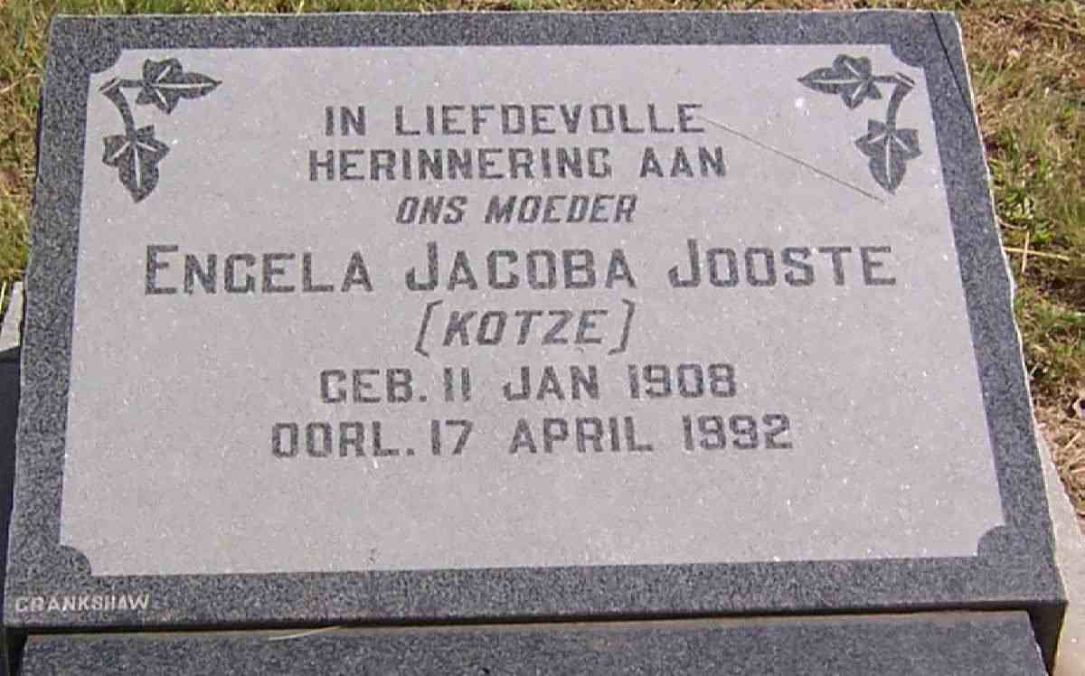 JOOSTE Engela Jacoba nee KOTZE 1908-1992