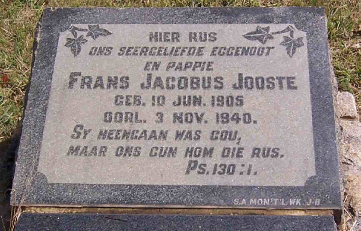 JOOSTE Frans Jacobus 1905-1940