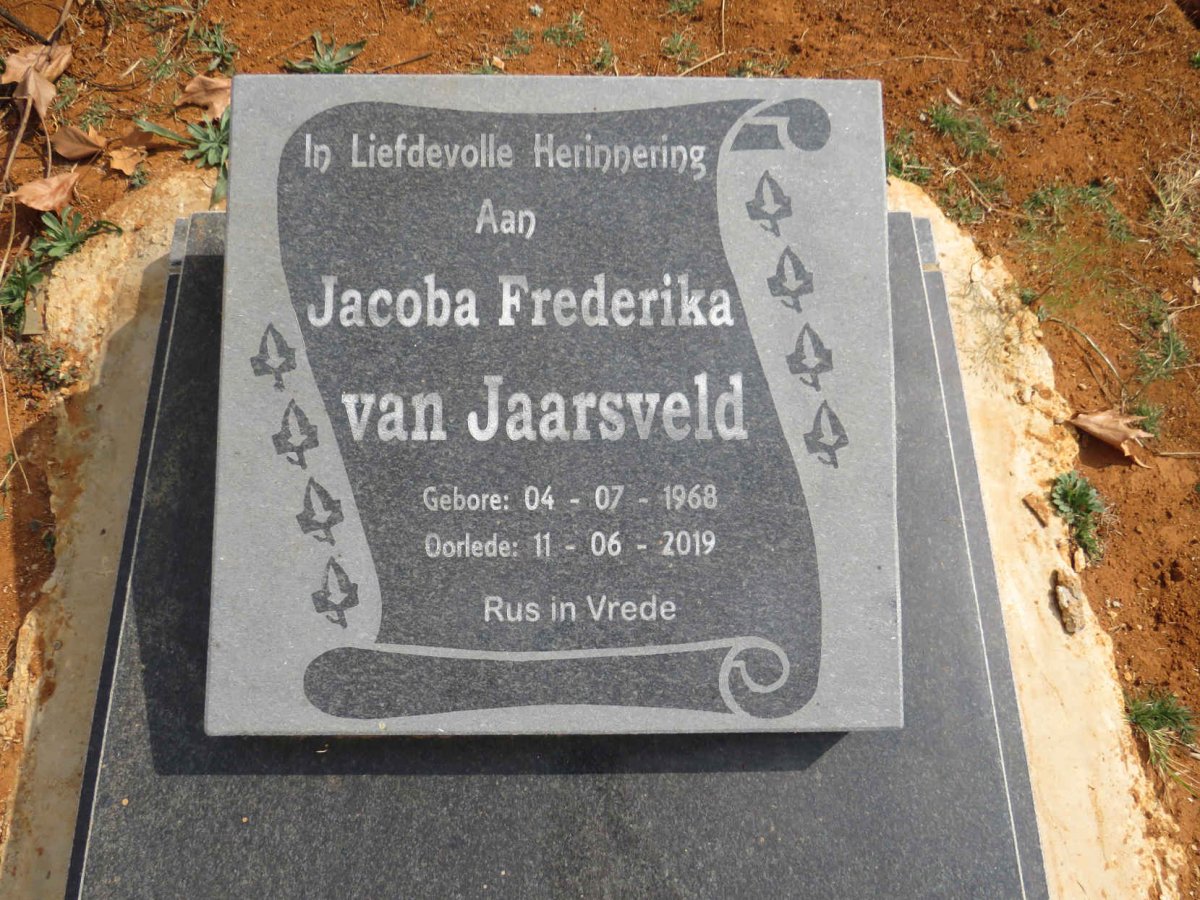 JAARSVELD Jacoba Frederika, van 1968-2019