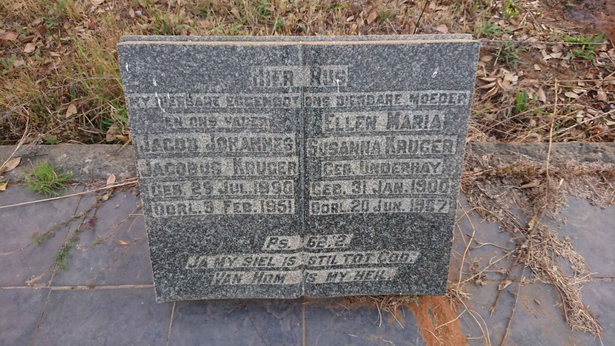 KRUGER Jacob Johannes Jacobus 1890-1951 & Elen Maria Susanna UNDERHAY 1900-1987