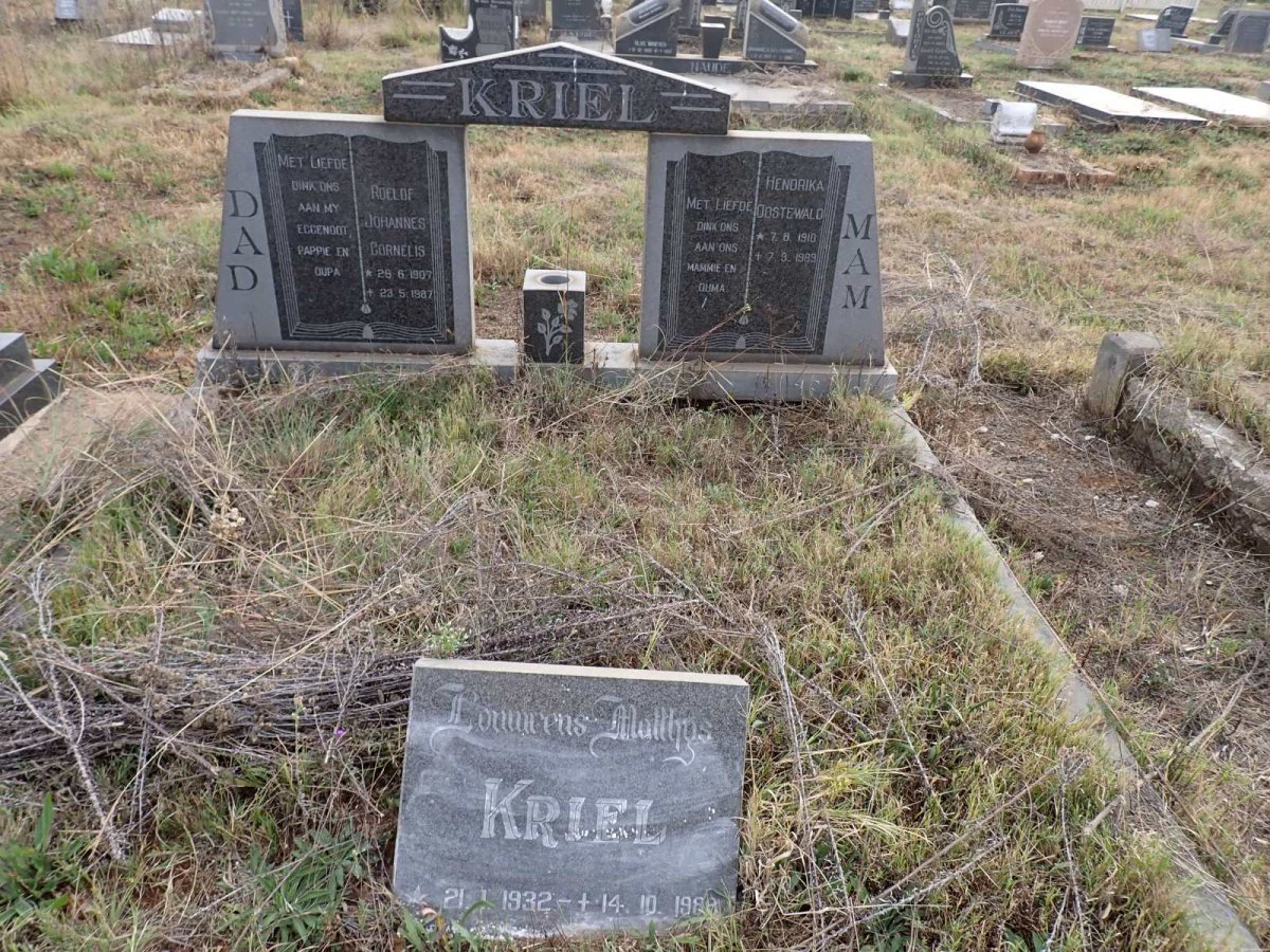 KRIEL Roelof Johannes Cornelis 1907-1987 & Hendrika Oostewald 1910-1989 :: KRIEL Louwrens Matthys 1932-1988 _1