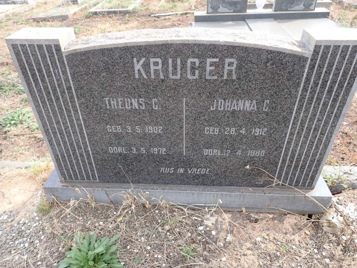 KRUGER Theuns C. 1902-1972 & Johanna C. 1912-1980