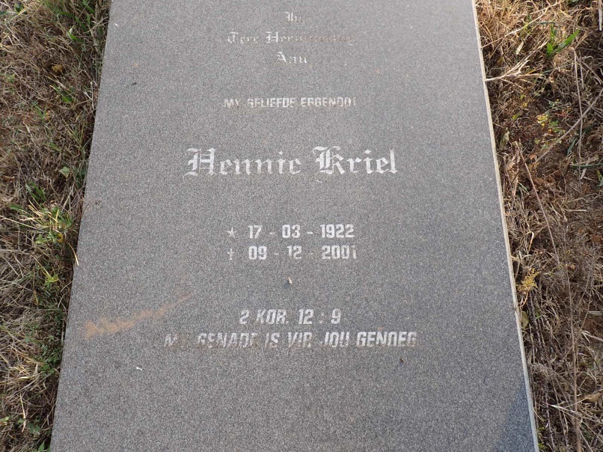 KRIEL Hennie 1922-2001