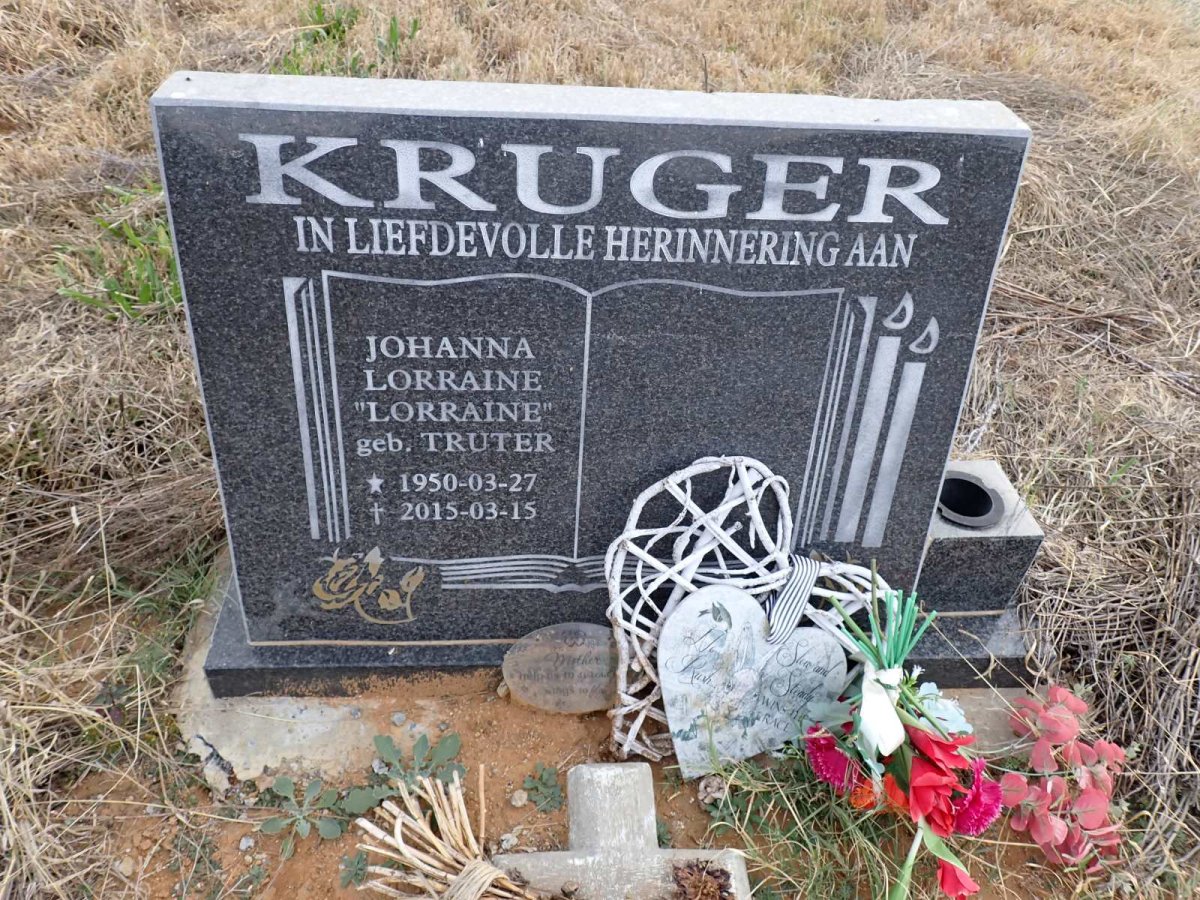 KRUGER Johanna Lorraine nee TRUTER 1950-2015