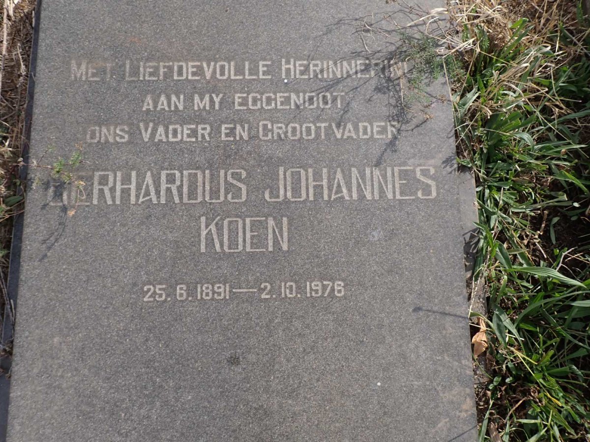 KOEN Gerhardus Johannes 1891-1976