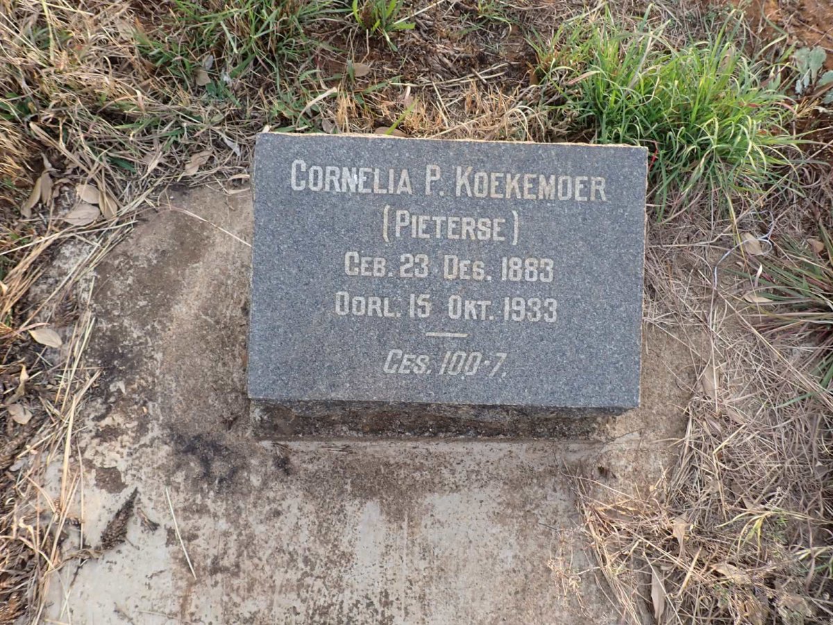 KOEKEMOER Cornelia P. nee PIETERSE 1883-1933
