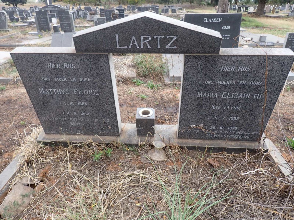 LARTZ Matthys Petrus 1895-1980 & Maria Elizabeth FLYNN 1905-1976
