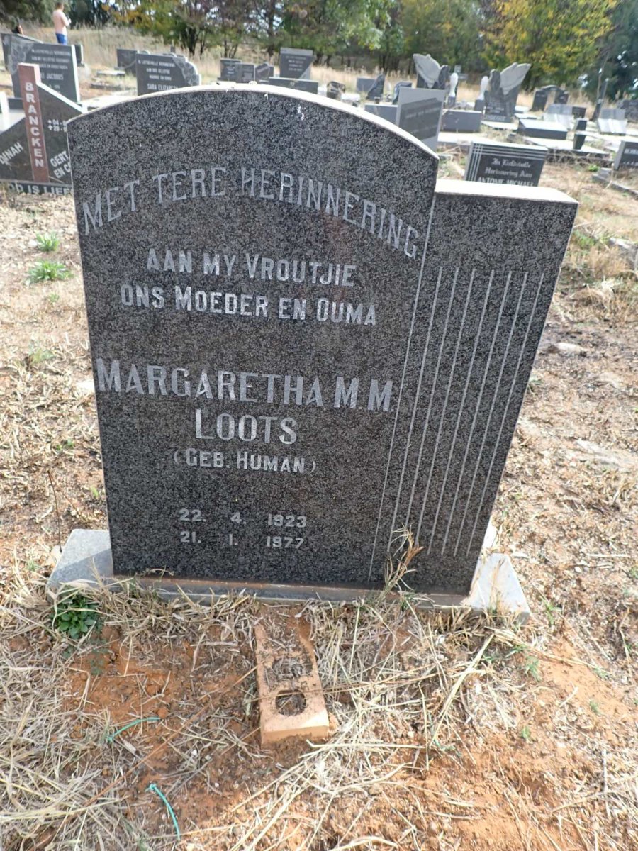 LOOTS Margaretha M.M. nee HUMAN 1923-1977