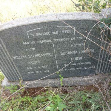 LUBBE Willem Sterremberg 1888-1957 &amp; Susanna Jacoba VAN RENSBURG 1890-1960