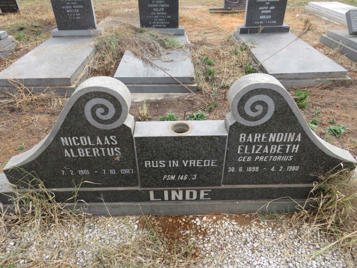LINDE Nicolaas Albertus 1901-1987 & Barendina Elizabeth PRETORIUS 1899-1980