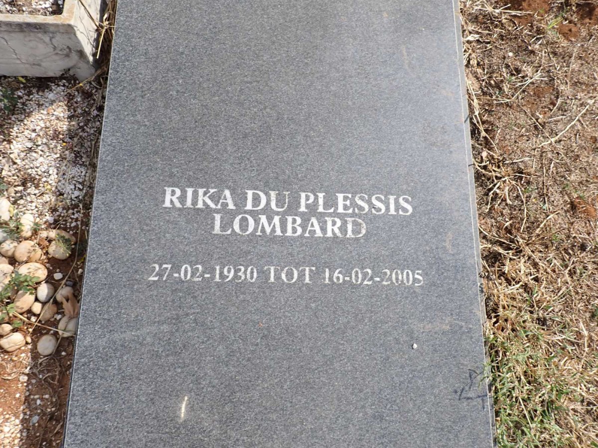 LOMBARD Rika du Plessis 1930-2005
