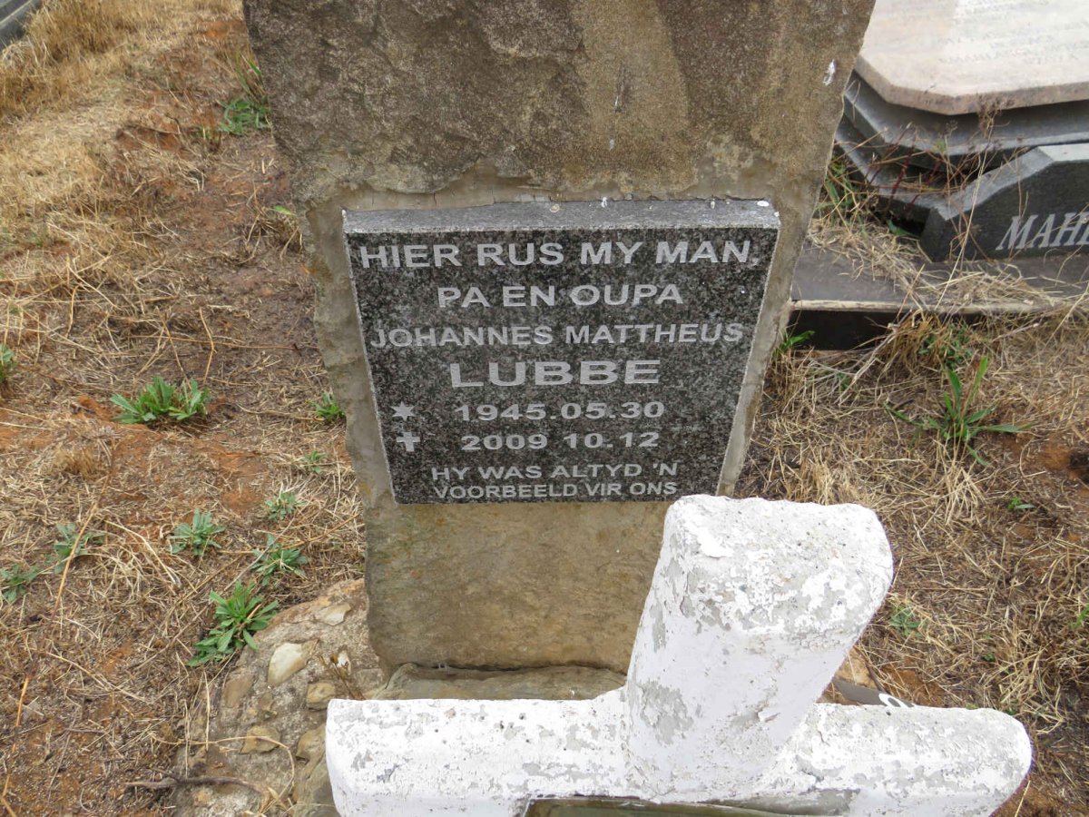 LUBBE Johannes Mattheus 1945-2009